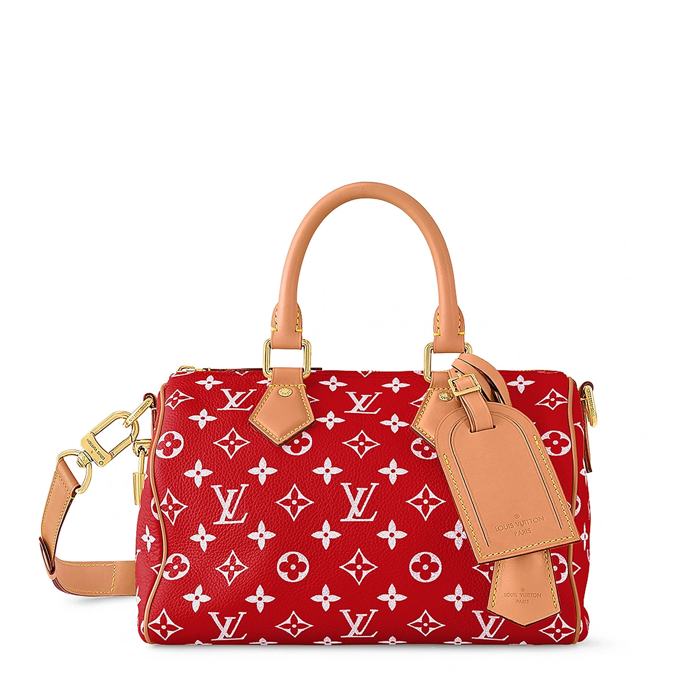 Front view of Louis Vuitton Monogram Speedy P9 Red Bandoulière 25 NVPROD4900031V
